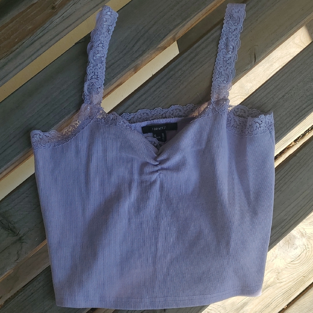 Forever 21 Lilac Lace Strap Crop Top